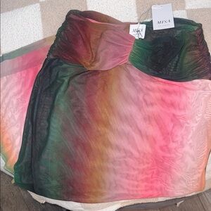 MISA Multicolor Strapless Sheer Dress